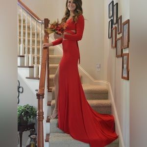 SHERRI HILL two piece red prom dress